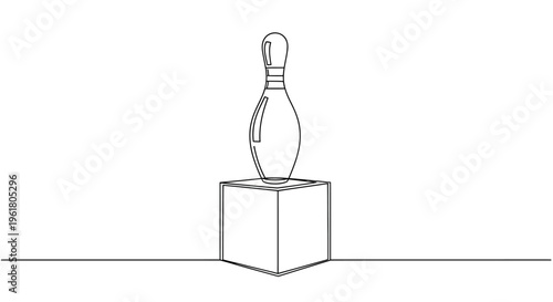 A minimalist line drawing of a bowling pin.