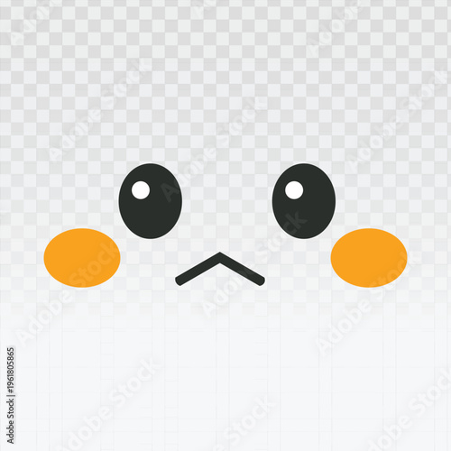 Cute kawaii vector face with blushing orange cheeks and a sad, pouting expression. This minimalist character design is perfect for emojis, stickers, and modern social media graphics.