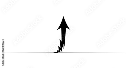 Black arrow pointing up rising high.