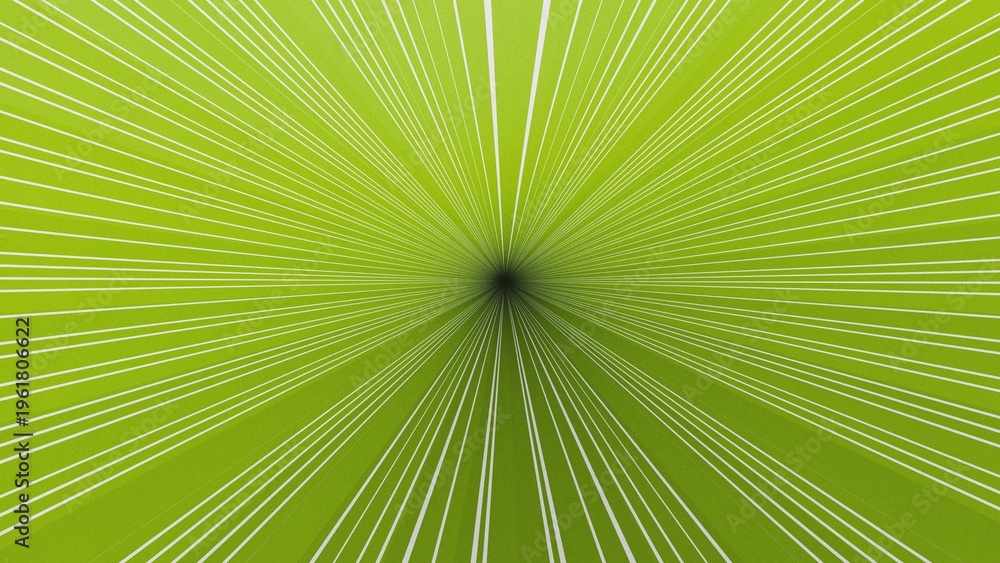 Fototapeta premium Dynamic green radial lines converging into a dark center, symbolizing speed, innovation, and futuristic data flow for tech advertising and web.
