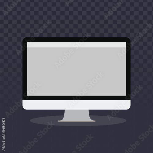 Modern flat vector illustration of a desktop computer monitor with a blank screen. This professional, minimalist workstation icon is ideal for web design, tech interfaces, and office mockups.