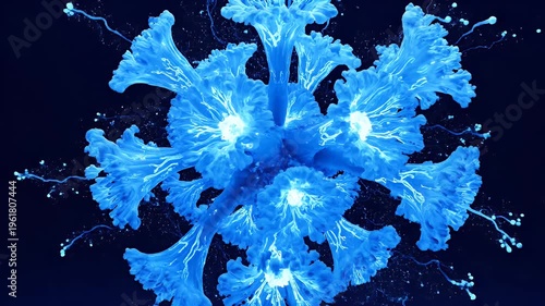 Mesmerizing Blue Ink Bloom in Water - Abstract Macro Shot of Expanding Liquid Art.