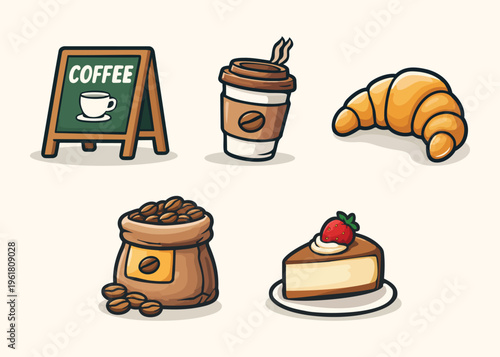 Coffee Shop Food and Drink Elements Collection