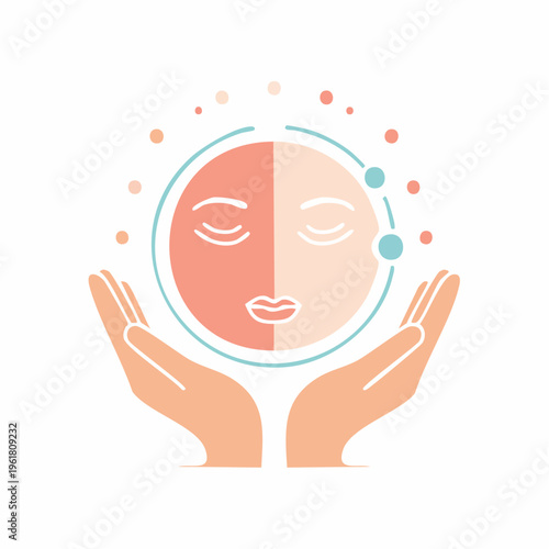 Gentle Face Care Hands Holding A Soft Sun With A Caring Touch