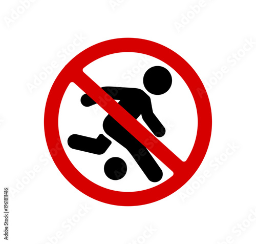 No ball games (prohibition sign)  warning pictogram icon vector illustration