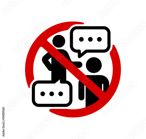 Fotografija No talking (prohibition sign)  warning pictogram icon vector illustration