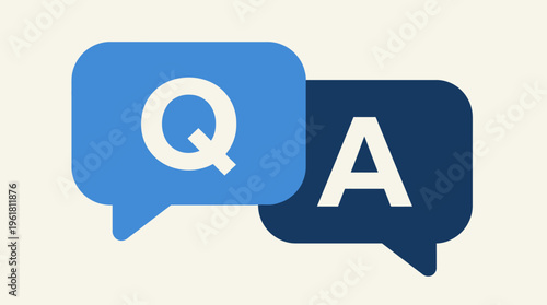 Two speech bubbles with 'Q' and 'A' representing a question and answer session.