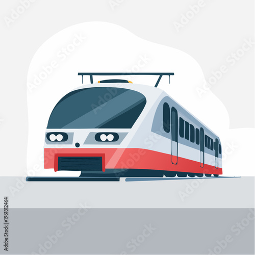 Modern high-speed train on a railway track, futuristic transportation concept