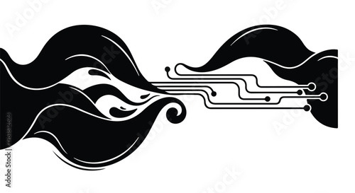 black circuit wave technology background illustration