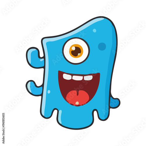Cute Blue Cartoon Monster