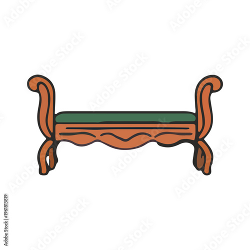 Antique Wooden Bench Illustration