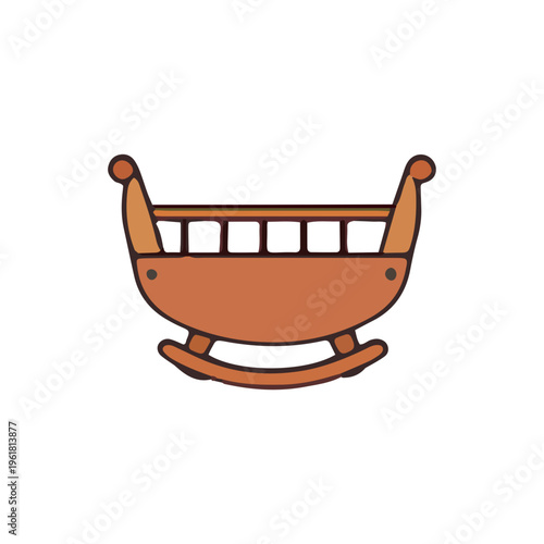 Wooden Rocking Crib Illustration
