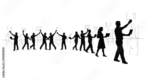 business people teamwork collaboration silhouette illustration