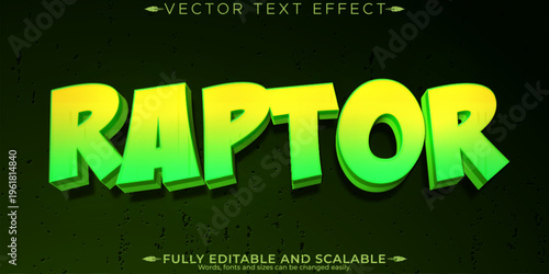 Raptor editable text effect, editable dino and dinosaur text style