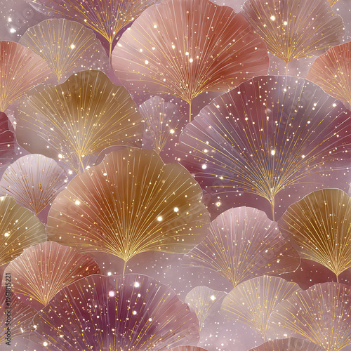 Elegant feminine party shimmer pattern tile stylize with soft pink and gold tones creating luxurious and delicate floral design sparkling with light effects