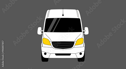A detailed mockup car of a white van is shown.