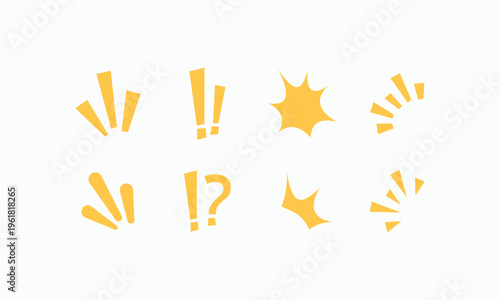 Φωτογραφία Bright yellow symbols burst across a clean white background