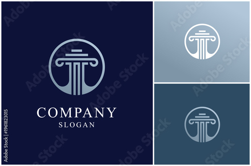 Pillar Column Law Firm Legal Lawyer Attorney Line Luxury Premium Vector Logo Design Illustration