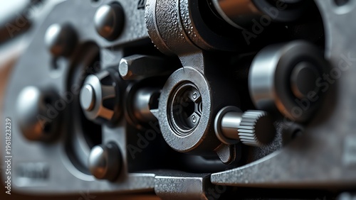 flintlock. Intricate metal parts of a mechanical device in close view. product launch decks, UI/UX mockups, designed for product launches and innovation pitches, used by customer success managers.