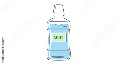 Bottle of mint mouthwash liquid.