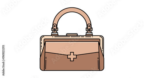 Brown leather medical doctor nurse bag.