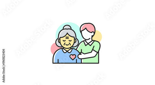 Elderly Woman and Young Man Together.