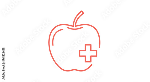 Red apple with medical cross.