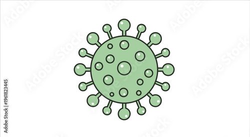 Green virus cell illustration closeup.