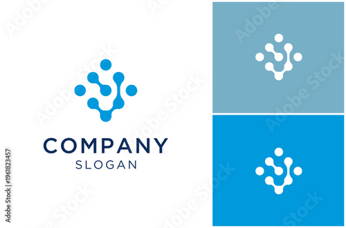 Abstract Letter J Molecule Research Network Molecular Connection Vector Logo Design Illustration