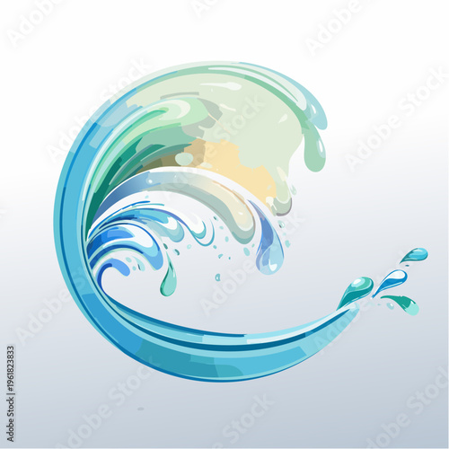 Dynamic Ocean Wave Illustration Capturing the Essence of Water Movement and Refreshing Energy