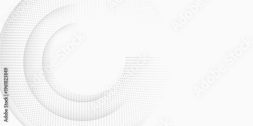 Minimalist White and Grey Abstract Background with Soft Halftone Circles and Subtle Shadows