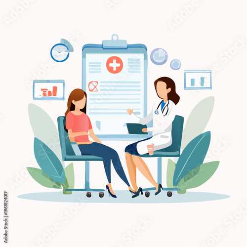 Doctor consultation, medical examination and health checkup with patient