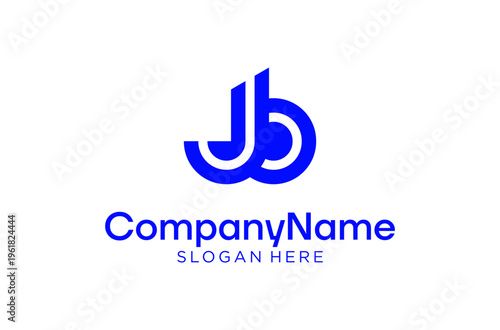 Initial Letter JB Monogram Blue Line Modern Simple Minimalist Vector Logo Design Illustration