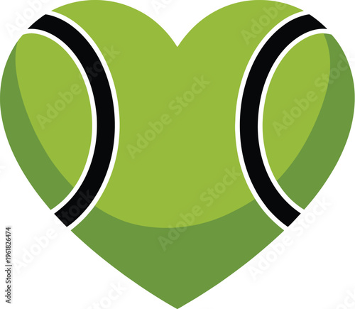 Heart shaped tennis ball with black stripes  love sport
