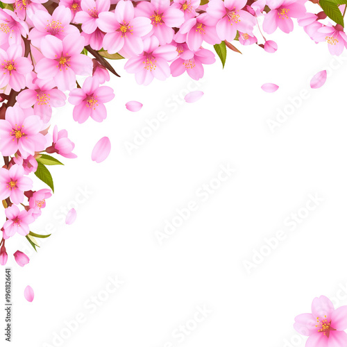 Cherry blossoms bloom beautifully in spring, standing out with their pink petals and blossoming branches.