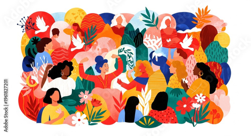 Vibrant Celebration of Women - A Colorful and Diverse Gathering.