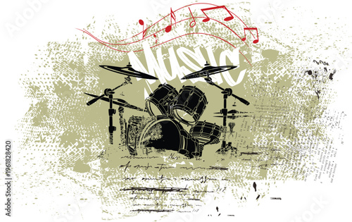 grunge illustration design, typography street art graffiti, vector drum poster symbolic image graffiti style, street art graffiti vector graphic, tee t shirt, tees.eps