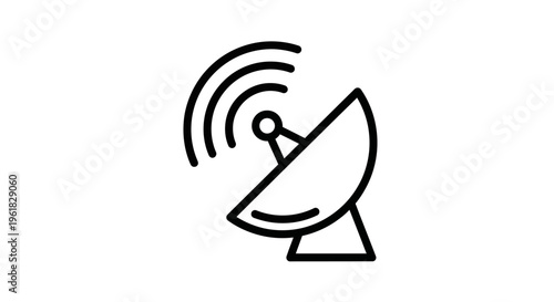 Satellite Dish Icon Receiving Signal Waves, Technology and Communication Concept