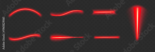 A set of red neon tubes. A collection of glowing LED strips. Bright, glowing fluorescent strips. A set of cool-colored glowing strips for dividing, zoning, and decorating.