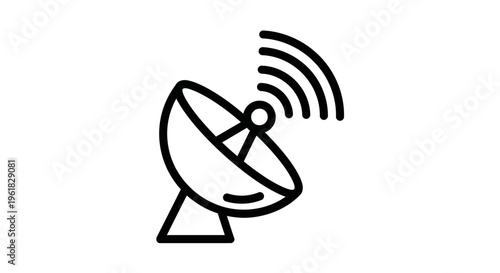 Satellite Dish Icon with Signal Waves