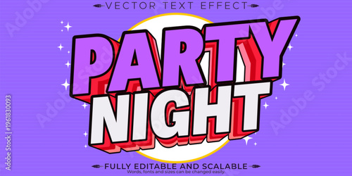 Music club text effect, editable party and disco text style