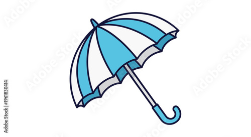 Blue and White Striped Umbrella on White Background