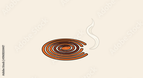 Burning Mosquito Coil Against Creamy Background