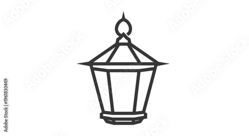 Minimalist Outline of a Hanging Lantern