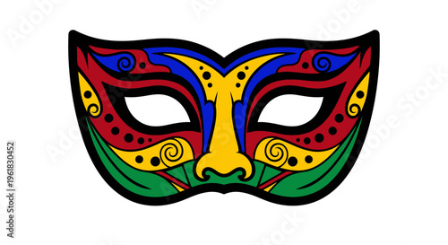 Colorful Decorated Venetian Mask on White Background