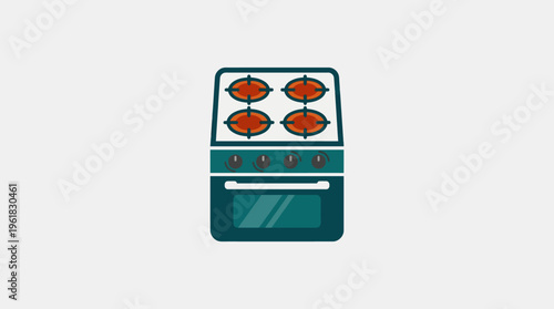 Flat Vector Icon of a Modern Range Cooker