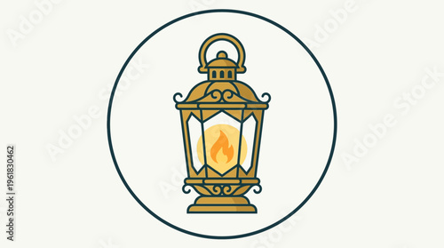 Vintage Lantern Icon in a Circle