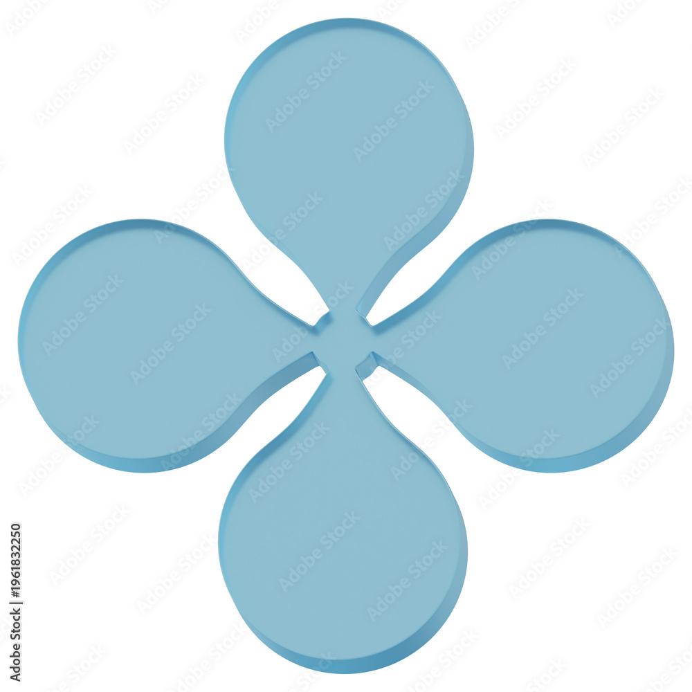 Naklejka premium 3D Blue Glass Abstract Three Petal Clover Shape