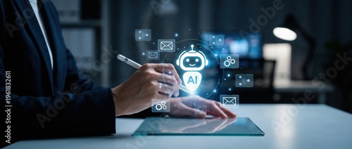 Innovative ai integration in business communication office setting digital interaction modern environment close-up view enhancing productivity and collaboration