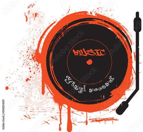 grunge Vinyl record. music, grunge illustration design, illustration grunge, Music elements design, street art graffiti vector.eps